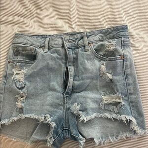 Distressed Light Blue Denim Women’s Shorts